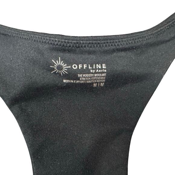 OFFLINE by Aerie Women's The Hugger V-Neck Black Stretch Sports Bra- Size Medium - Picture 6 of 9